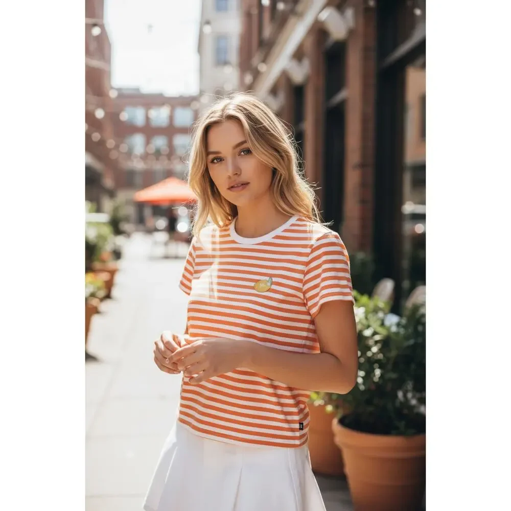 Vans Orange & White Striped Lemon Patch Tee Small - Picture 1 of 7